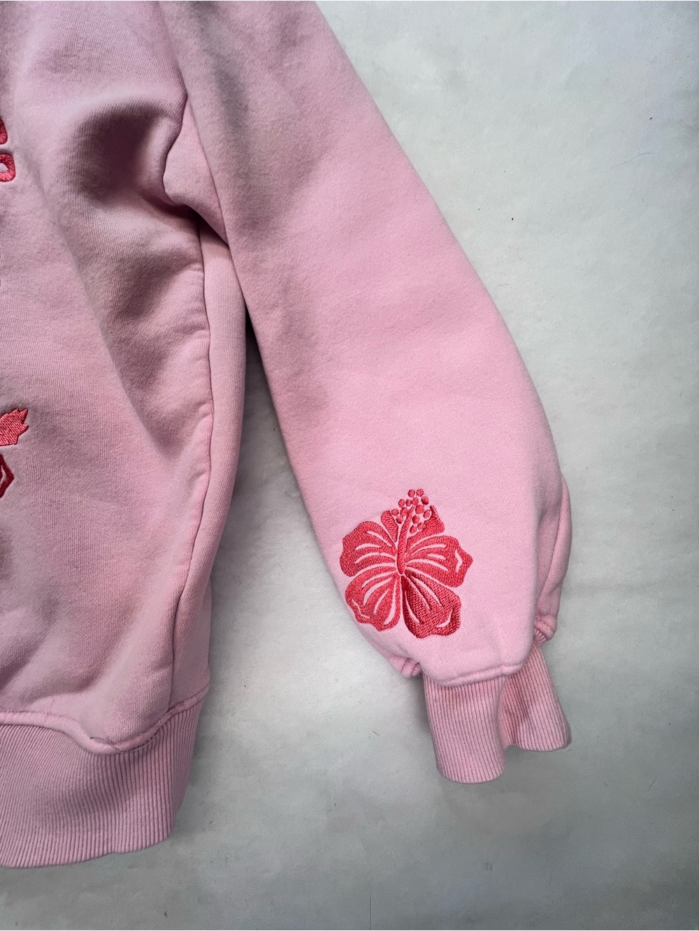 Pink Palm Puff Everything Comes In Embroidered Waves Hoodie Large - Picture 7 of 16